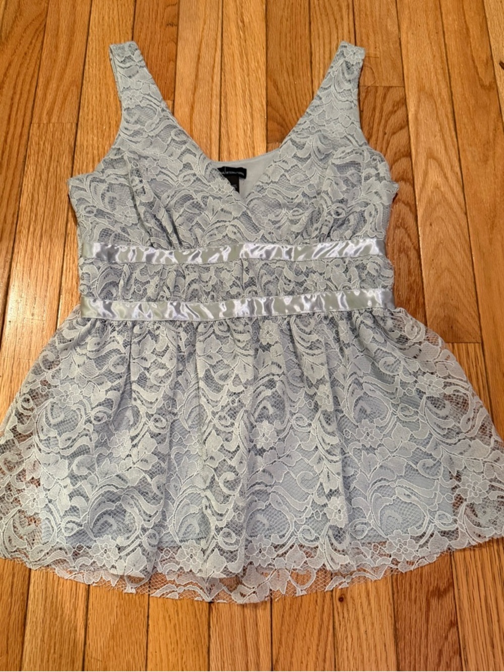 Moda International Light Blue Lace Babydoll Top - Small feminine coquette fairy - Picture 7 of 7